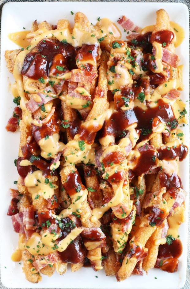 Image of Loaded Fries with Bacon, Cheddar and BBQ Sauce